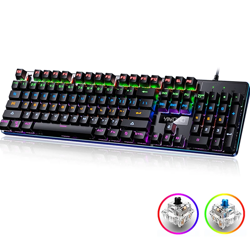 Проводная Механическая клавиатура ZK-3 игровая с 104 клавишами черная/синяя ось