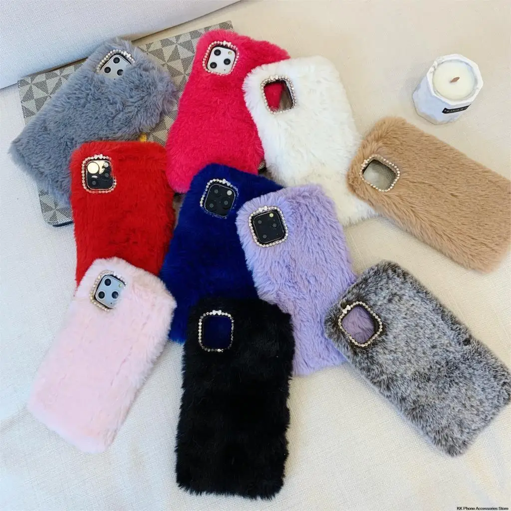 Rabbit Fluffy Hair Case For iPhone 11 Pro Max 6 6s 7 8 Plus X 10 XR Warm Furry Back Cover For iPhone XS Max 5 5s SE Phone Cases