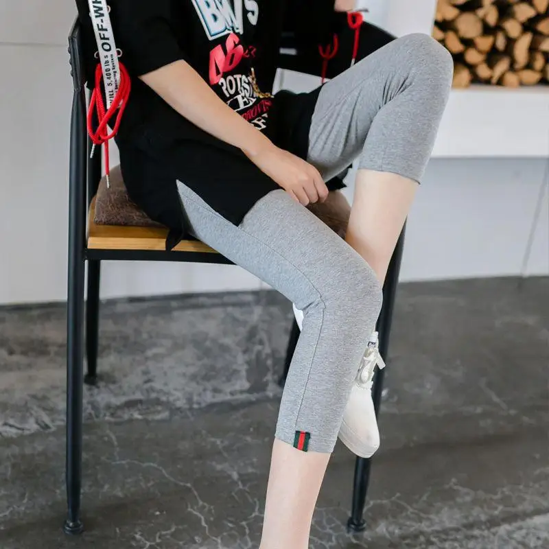Cropped Pants Women Korean Version Of The New Leggings Wear Large Size High Waist Summer Thin Cotton Skinny Pants F5A138