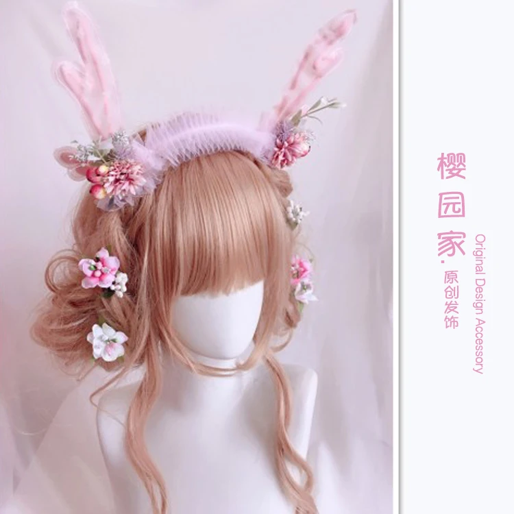Японский милый рога повязка на голову с фруктами Lolita Kawaii lok Flower KC обруч для волос