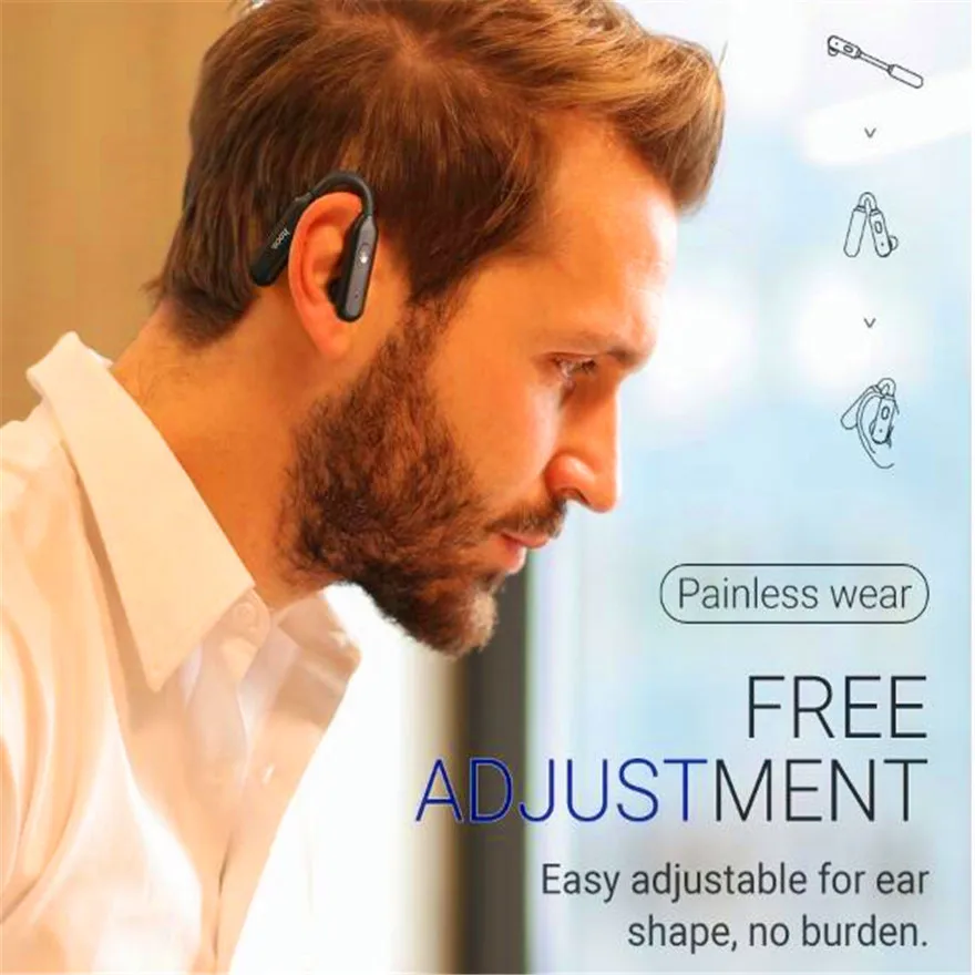 Business Headset Bluetooth Earphone Over Ear Phones Single Earpiece Headphones Handsfree Headphone With Microphone Head Phones