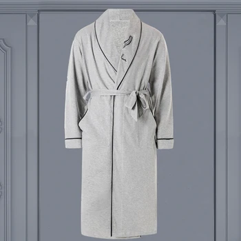 

Cotton Men Robe Kimono Bath Gown Sleepwear Casual Soft Nightwear Nightgown Autumn New Intimate Lingerie PLUS SIZE Home Clothes