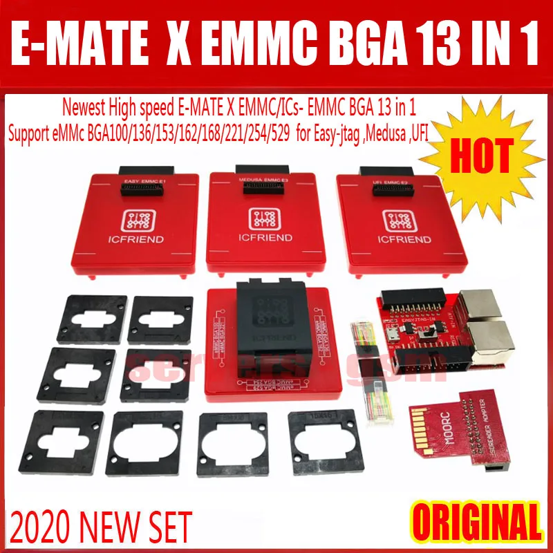 2020 Новейшая высокоскоростная E MATE X EMMC/ICs EMMC BGA 13 в 1 поддержка eMMc BGA100/136/153/162/168/221/254/529