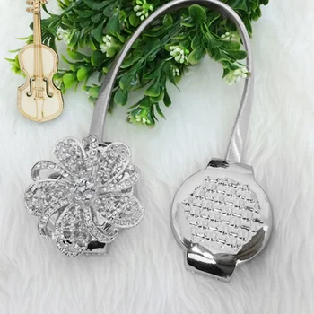 

Crystal Flower Magnetic Curtain Buckle Retractable Window Curtain Clips Tie Backs Magnetic Clips Holdbacks For Home Decor