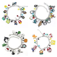 Super Mario Bros браслет Луиджи Йоши Жаба гриб Амулеты Браслет с подвесками Аниме Фигурки игрушки браслет для детей рождественские подарки