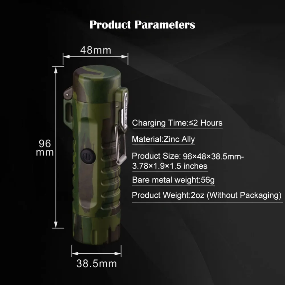 Двойная дуга для спорта на открытом воздухе, Электронная зажигалка, водонепроницаемая, USB плазменная Зажигалка для курения, ветрозащитные зажигалки
