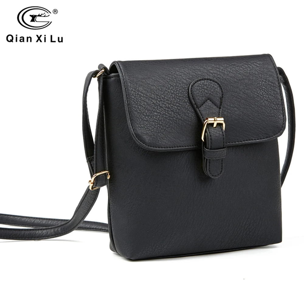 Qianxilu Small Women Messenger Bag Soft Washed PU Leather Crossbody Bag Shoulder Bags Female Handbag Purses Chain High Quality
