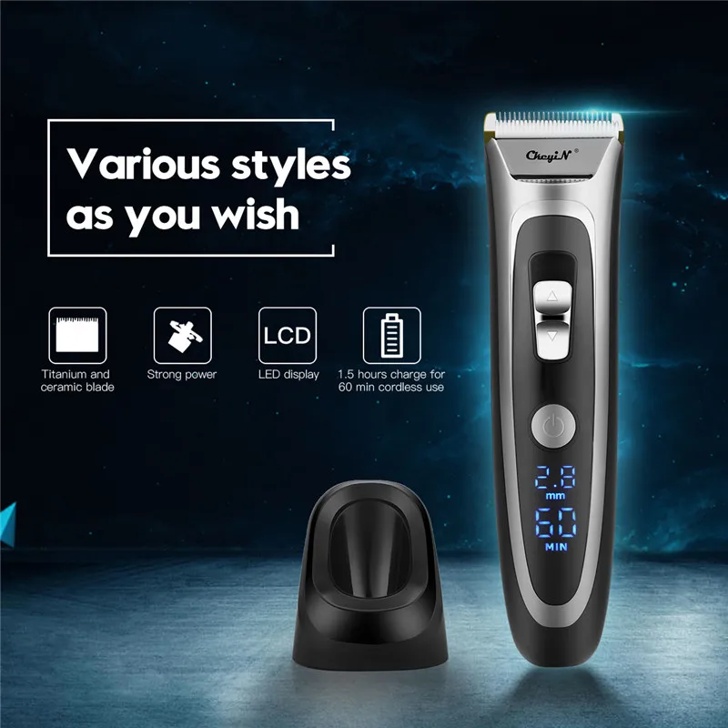  Professional Rechargeable Hair Clipper For Men Cordless Hair Trimmer Shaving With LED Display Hair 