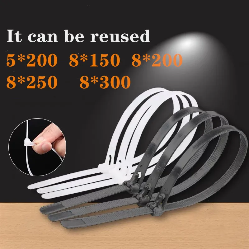 100Pcs Releasable Nylon Cable Ties Slipknot Tie Reusable Plastic Tie Wrap Strap. 