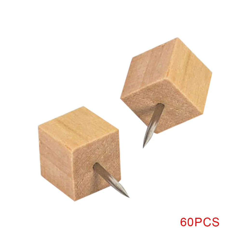 60pcs 18/60/100 шт в форме соломенной шляпы Tacks деревянный с накатанной головкой Панели карта фото Плакаты календарь поделок шпильки квадрат многоугольник Канцелярская кнопка - Цвет: 60pcs