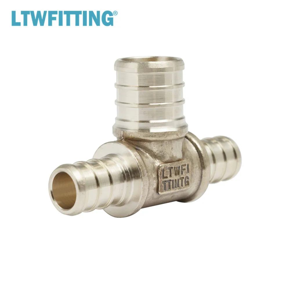 LTWFITTING Lead Free Brass PEX Crimp Fitting 1/2" x 1/2" x 3/4" PEX