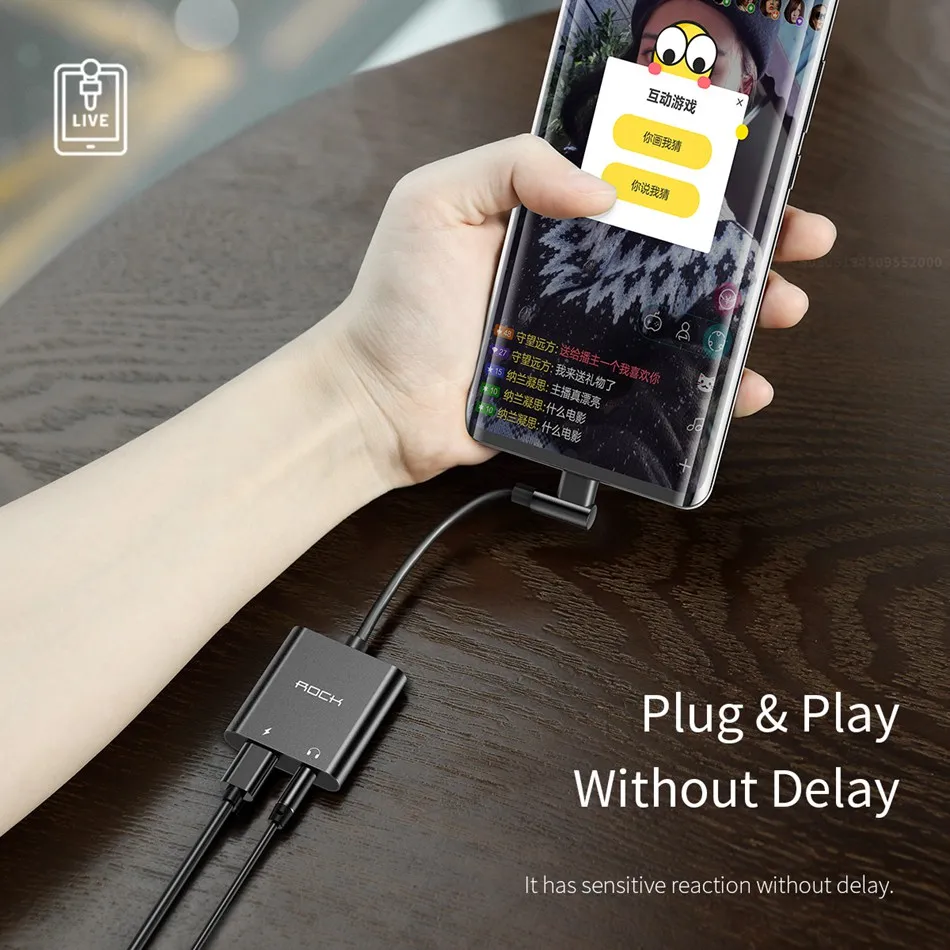 ROCK usb type C аудио адаптер тип-c до 3,5 мм разъем для наушников аудио конвертер 60 Вт PD кабель для быстрой зарядки для huawei P30 P20 Xiaomi