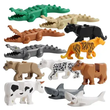 

Crocodile Tiger Cow Shark Ornaments Model Animals Assembled Building Blocks Set