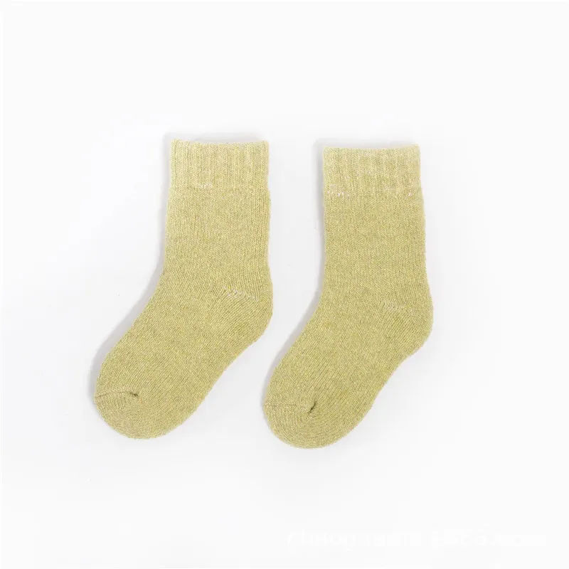 Шерстяные толстые детские носки; спортивные зимние мягкие теплые носки для детей; теплые носки-тапочки для мальчиков и девочек; - Цвет: green