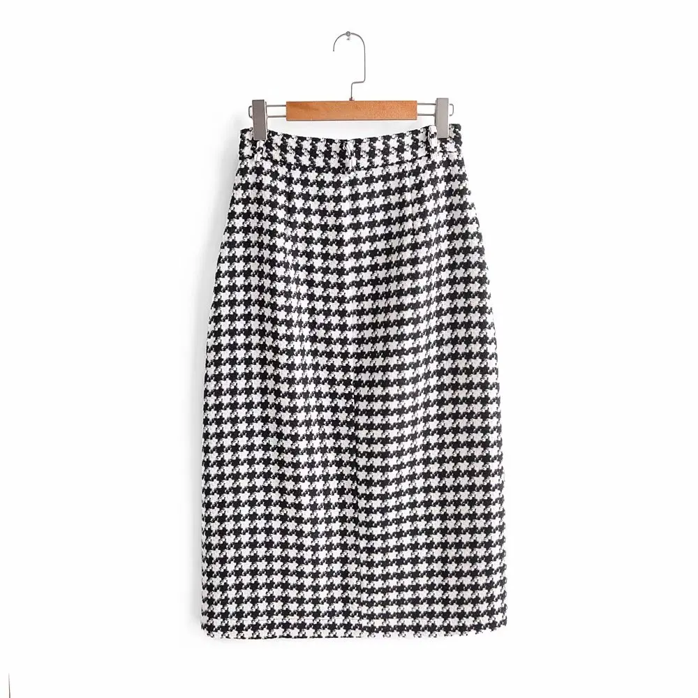 

2019 Autumn New Style Woolen Skirt Skirt Winter Thousands of Birds Mid-length