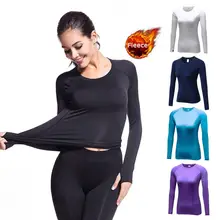 Fanceey, с добавлением шерсти,, зимний топ для йоги, с длинным рукавом, термобелье, женский спортивный топ, для спортзала, для женщин, для фитнеса, Спортивная рубашка, базовая, теплая