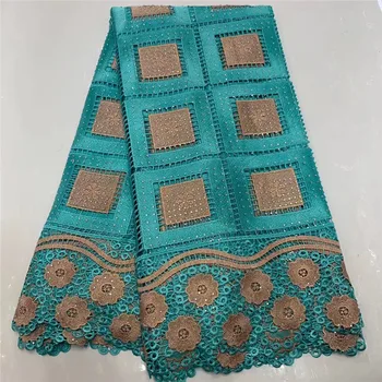 

Top Sale African Cord Lace Fabric Green color Nigerian Guipure Cord Lace Fabric Latest French Guipure Lace Fabric For Dress Sews