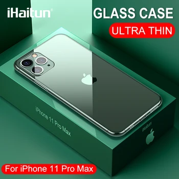 

iHaitun Luxury Glass Case For iPhone 11 Pro Max Cases Glass Ultra Thin Cover For iPhone XS MAX XR X 10 7 8 Transparent Soft Edge