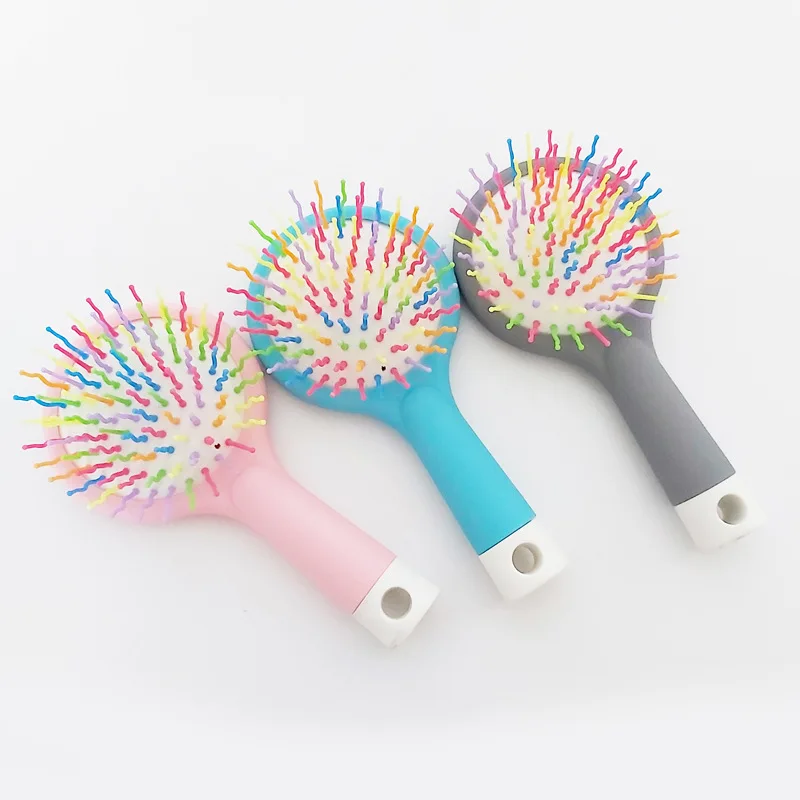 

Rainbow Volume Anti-static Magic Detangler Hair Curl Straight Massage Comb Hair Brush Hair Care Styling Tools With Mirror