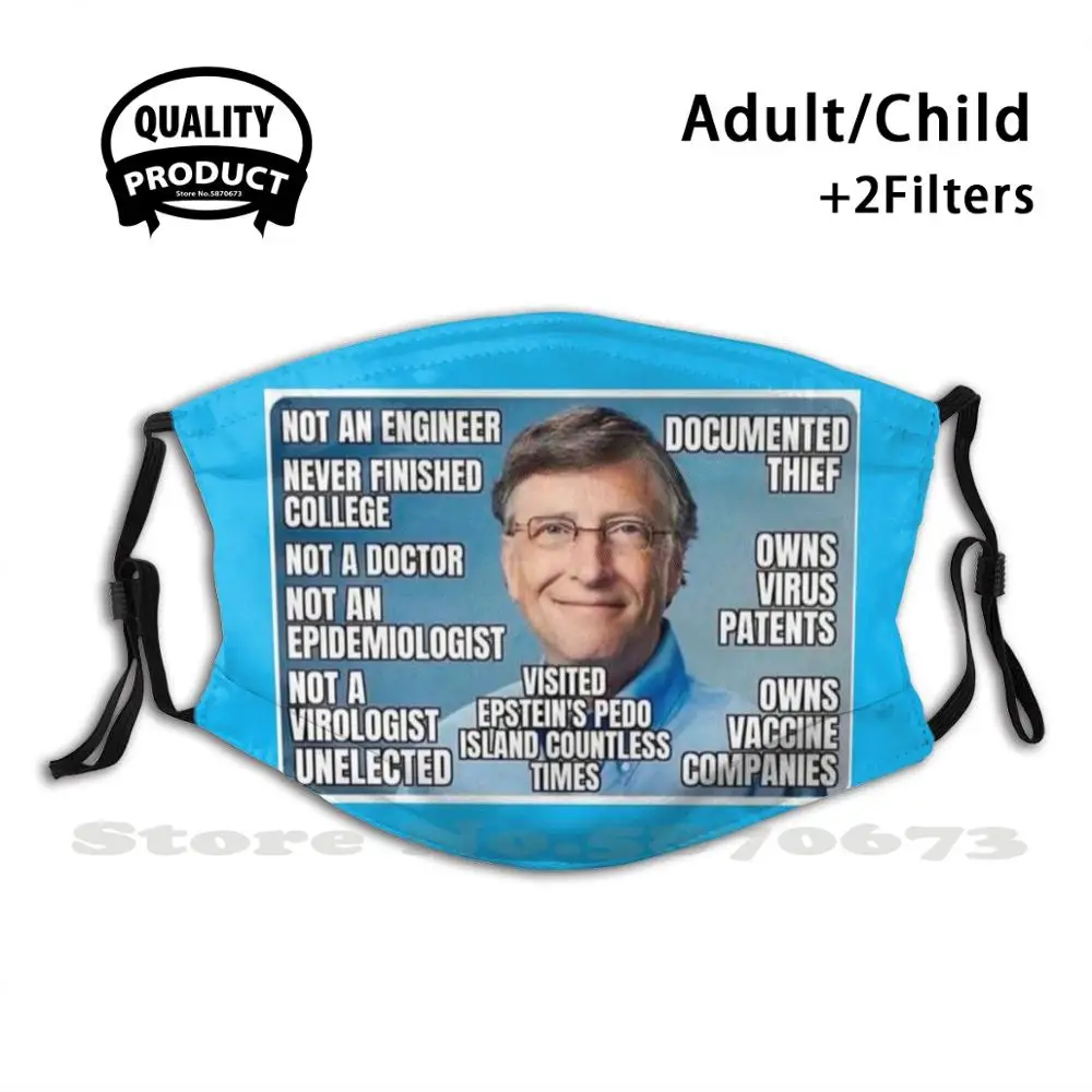 

Checklist Reusable Mouth Mask Filter Cool Funny Masks Bill Gates Evil Incarnate Antichrist Vaccine Murder