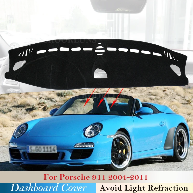 Для Porsche 911 2004 ~ 2011 турбо GTS Противоскользящий анти-УФ коврик для приборной панели