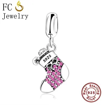 

FC Jewelry 925 Sterling Silver Shoe Boots Cubic Zirconia Beads Fits Original Pandora Charms Bracelet Bangles Necklace Pendant