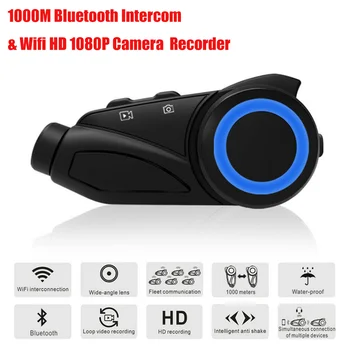 

Universal Motorcycle 1000M Bluetooth Helmet Intercom Waterproof Group 6 Rider Intercom Wifi HD 1080P Camera With Video Recording