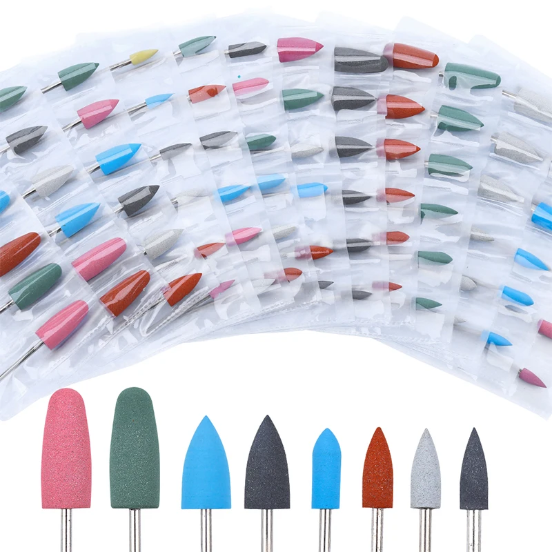 

6Pcs/Set Rubber Nail Drill Bits Silicon Flexible Grind Electric Nail File Milling Cutter For Manicure Pedicure Nail Art Tools