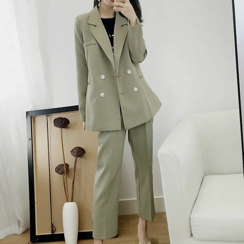 

Women's suit suit ladies jacket 2019 new autumn Korean fashion long sleeve professional small suit wild trousers two-piece suit