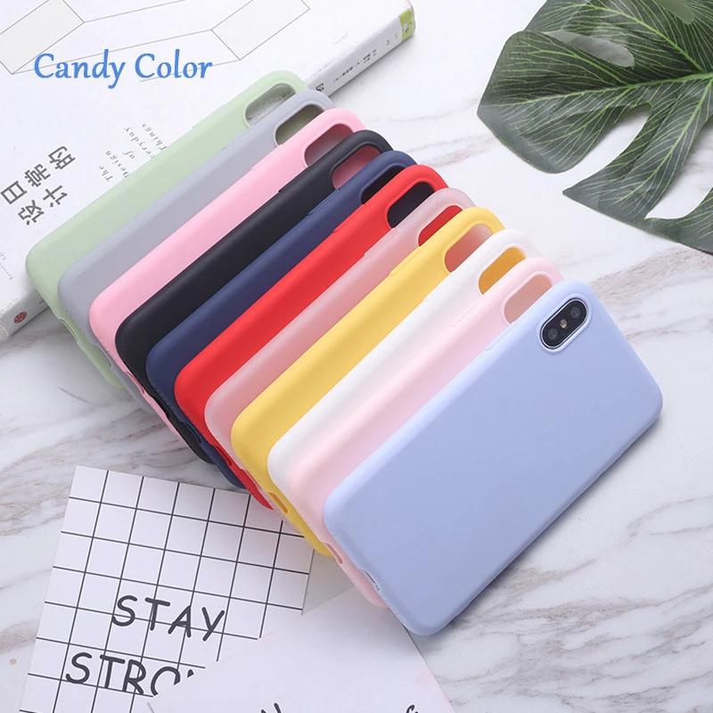 

Cute Candy Color Phone Case For iPhone XR 7 8 X 11 Pro Soft TPU Back Cover For iPhone XS Max XS 6 6S Plus 5 5S SE Silicone Coque
