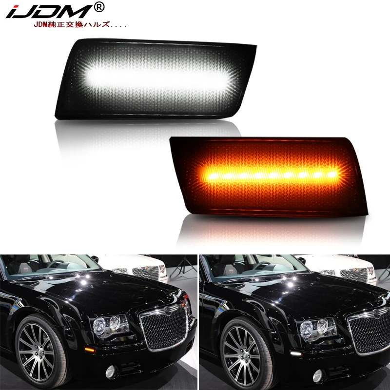 iJDM Amber/white LED Front Side Marker Light For 2005-2010 Chrysler 300 Turn Signals/Driving LightsReplace OEM Sidemarker Lamps
