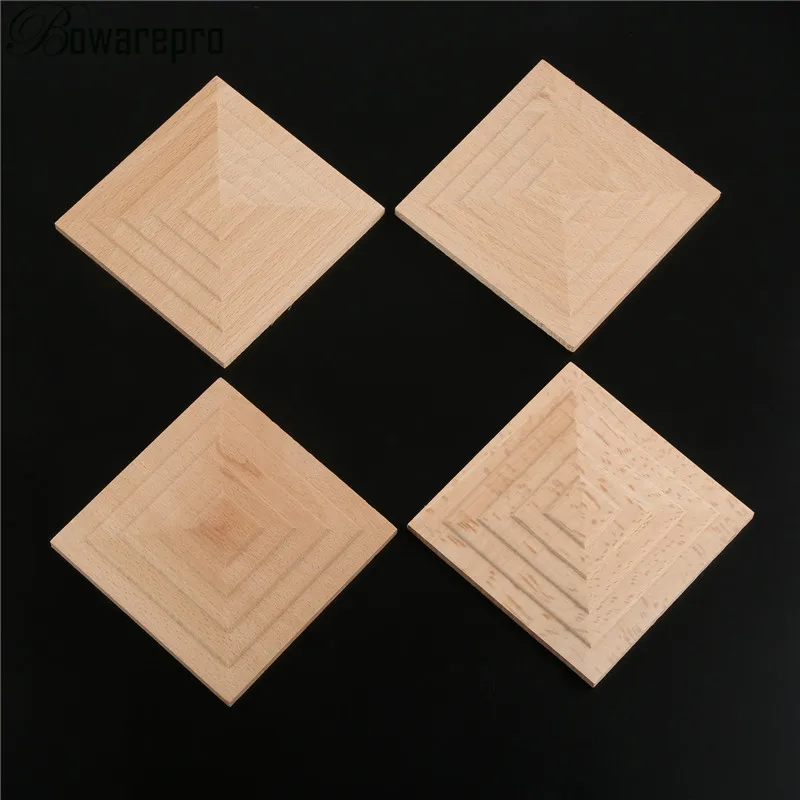 

bowarepro 4PCS Unpainted Wood Carved Decal Corner Onlay Applique Frame for Home Furniture Wall Cabinet Door Decor Crafts 8/10CM