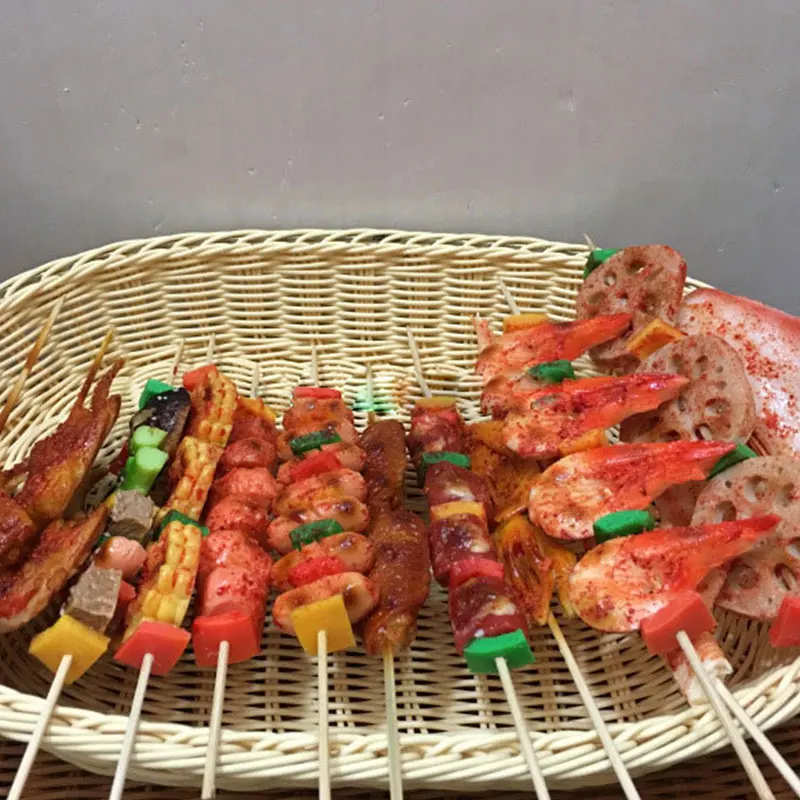 Имитация барбекю шампура Ресторан Еда модель окна украшения реквизит для фотографий декоративные ПВХ поддельные для мяса и овощей шампуры