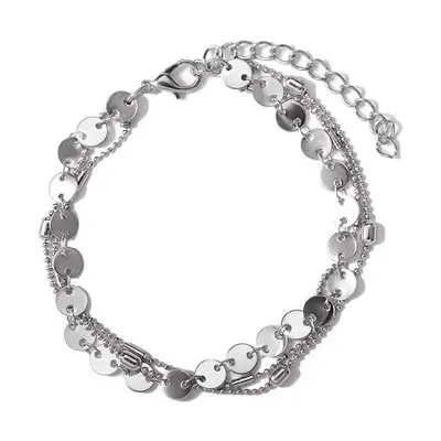 ZYZQ New Hawaii Stylish Anklets Fashion Beach Accessories With SHiny Metal Slice Triple Layered Summer Jewelry Anklets For Girl