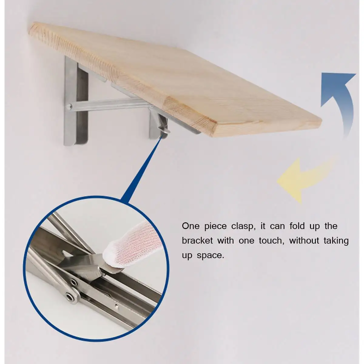 접이식 스탠드 테이블 선반 지원을위한 2PCS 스테인레스 스틸 브래킷 벽걸이 형 상품 선반 Mesa De Pared Plegable 책장