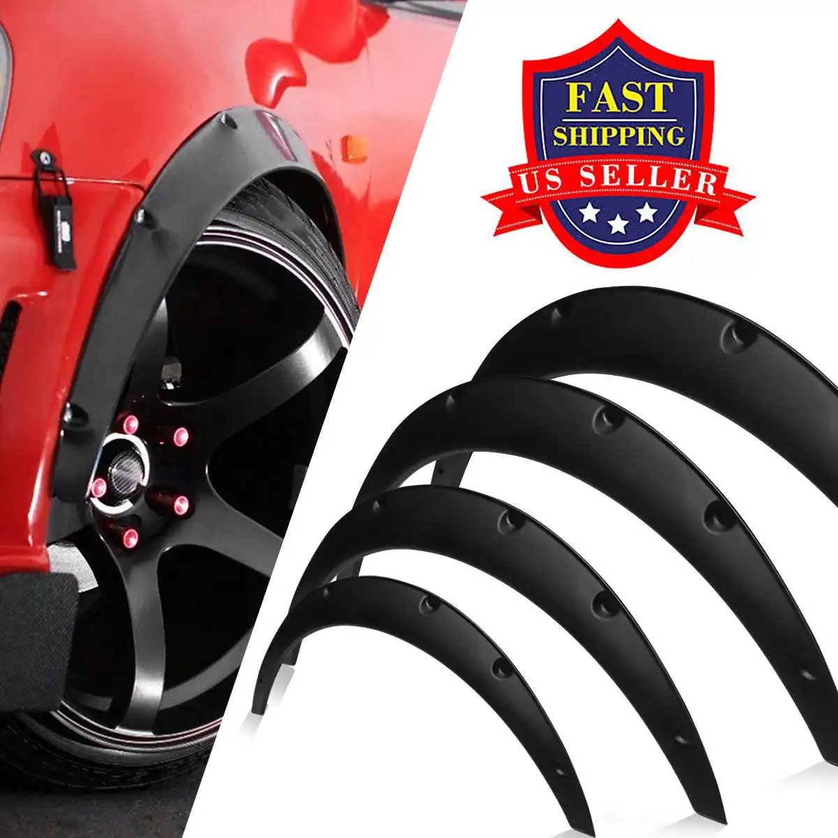 

Universals Flexible Car Fenders Vehicle Front and Rear Splash Plate 4 Pcs Durable Black Polypropylene Wheel Body Detachment Kit