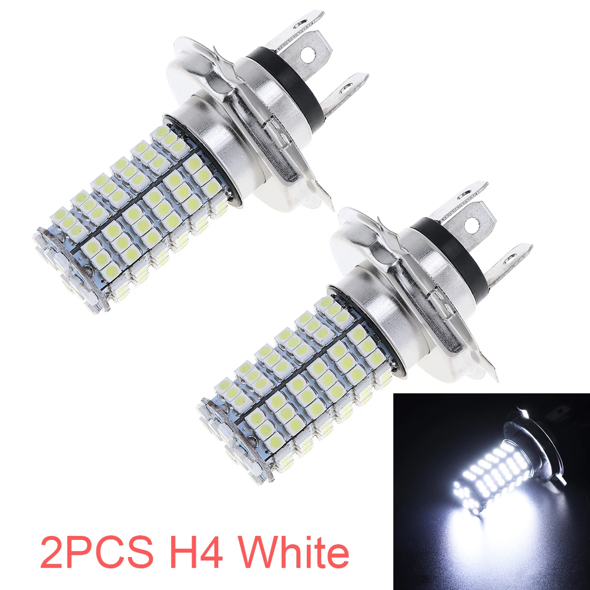 1 Pair White HB2 3528 H4 9003 120-SMD High Low Beam LED Fog Light Headlight Lamp 360 Degree Car Fog Light For Car Vehicle NUE 