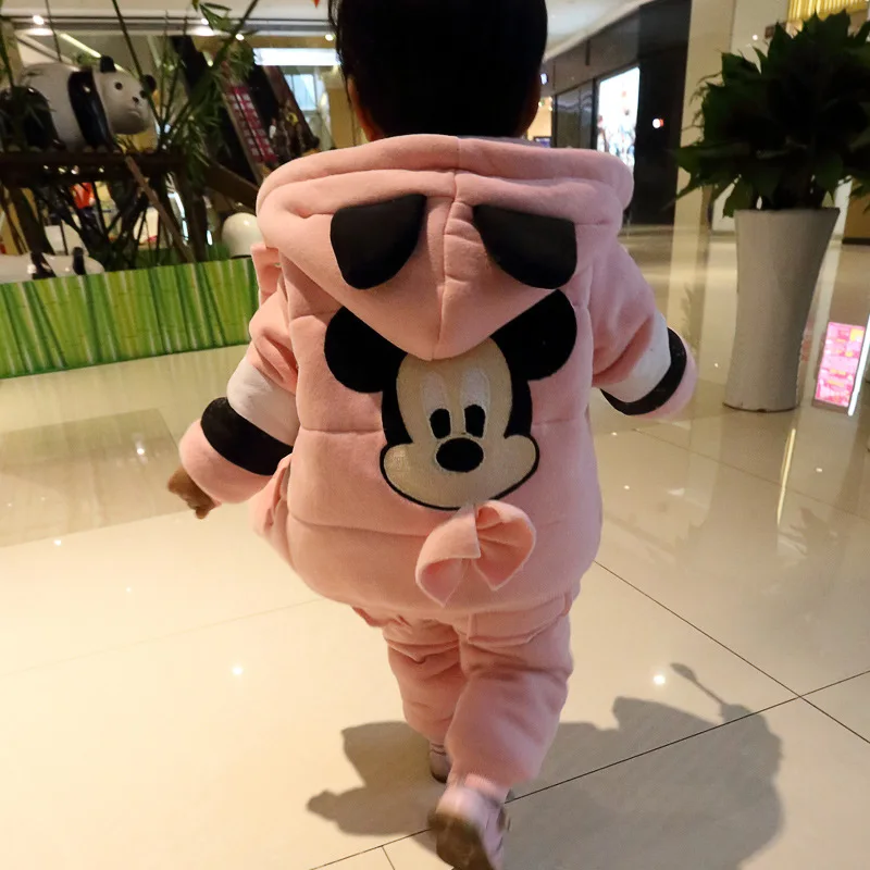 

Children Clothes Girls Winter Toddler 1-2-3-4 Year Girl Baby Thickened Velvet Suit Winter 3pcs Cartoon baby girls clothes Sets