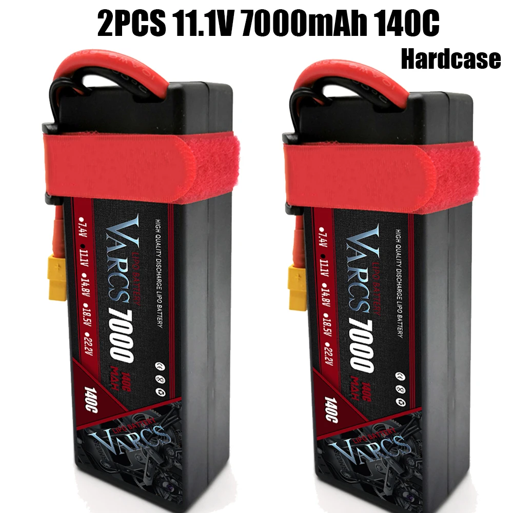 VARCS-baterías Lipo 3S, 11,1 V, 7000mAh, 140C/280C, carcasa rígida para coche RC 1/8 /10, Buggy todoterreno, camión, barcos, Dron, piezas salash, 2 uds.