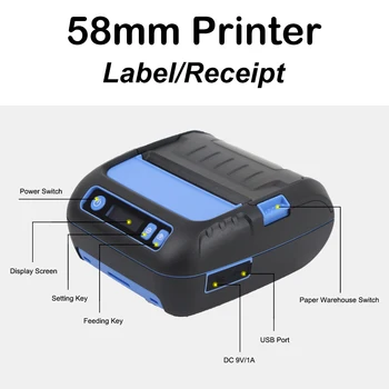 

For Android/iPhone/POS Mini Pocket Wireless 80mm/58mm Bluetooth Barcode And Thermal Receipt Label Printer label printer