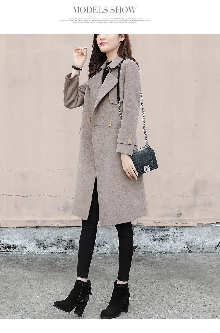 Новое корейское зимнее женское Шерстяное Пальто, женское длинное Свободное пальто и куртки, зимнее элегантное женское Шерстяное Пальто, женское длинное пальто