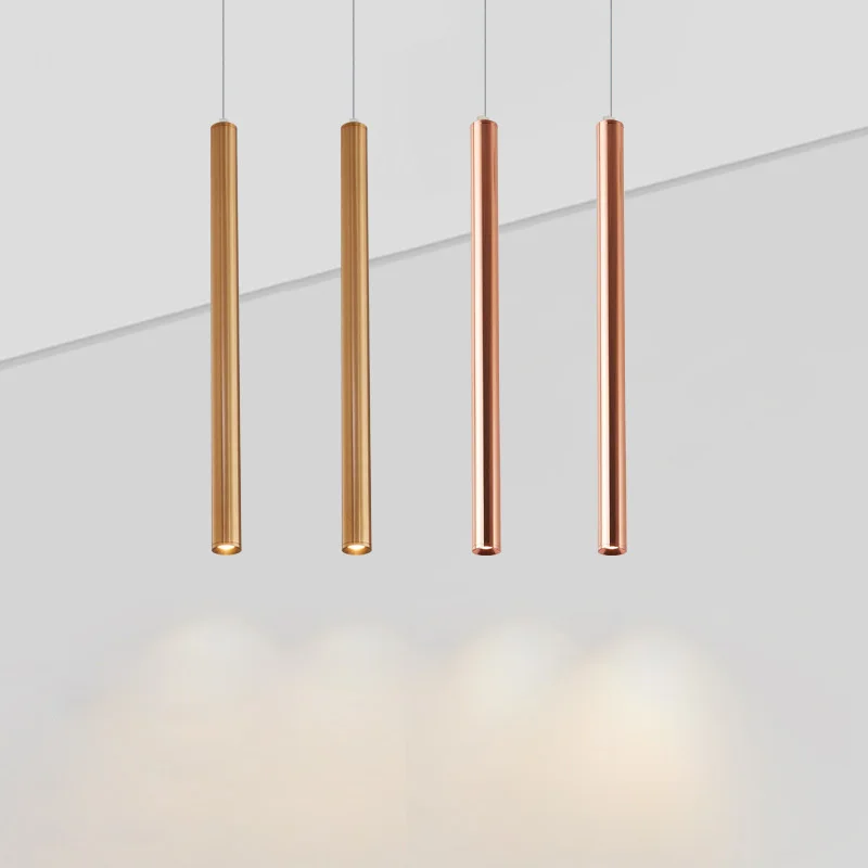 Pendant Lamp LED Long Tube Silver copper Rose Golden Island Bar Counte Shop Room Kitchen Fixtures Hanglamp Luminaire Light pendant lights,vintage pendant lights