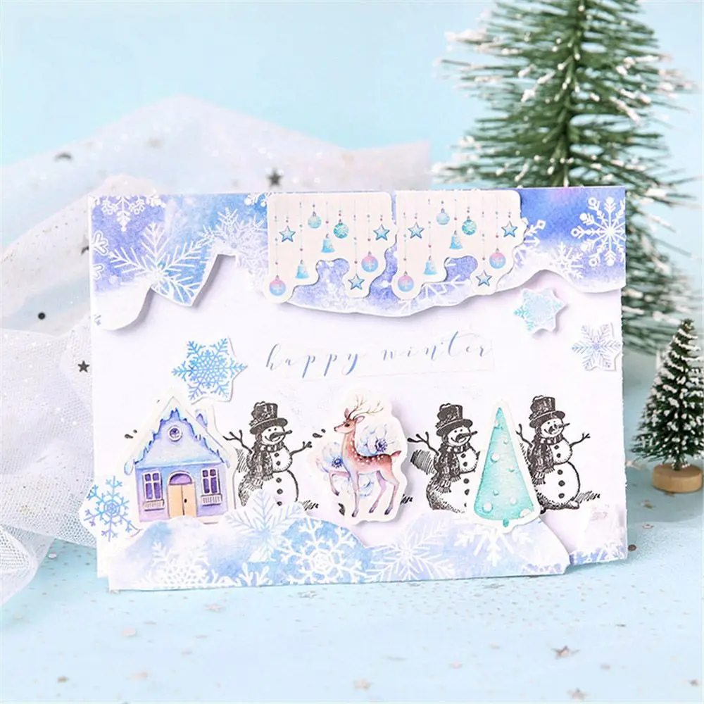 46 шт. зимние европейские бумажные наклейки милые канцелярские поделки ...