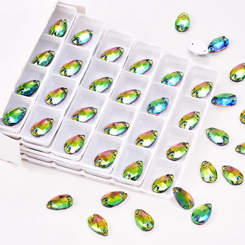 Wholesale Large Package Teardrop Glass Crystal Strass Sew On Rhinestone