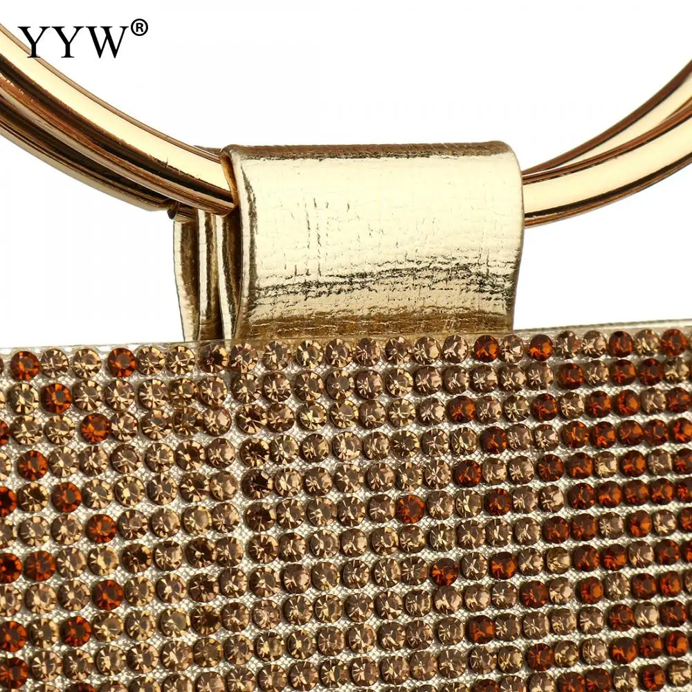 Rhinestone Clutch And Purse For Wedding Pu Leather Top Handle Hand Bags For Women Silver Circle Ring Handbag Party Evening Totes