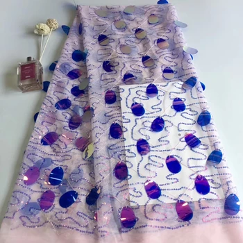 

New design French Net Sequin Lace Fabric 2019 Latest african sequence lace fabric with embroidery tulle fabric purple T3102