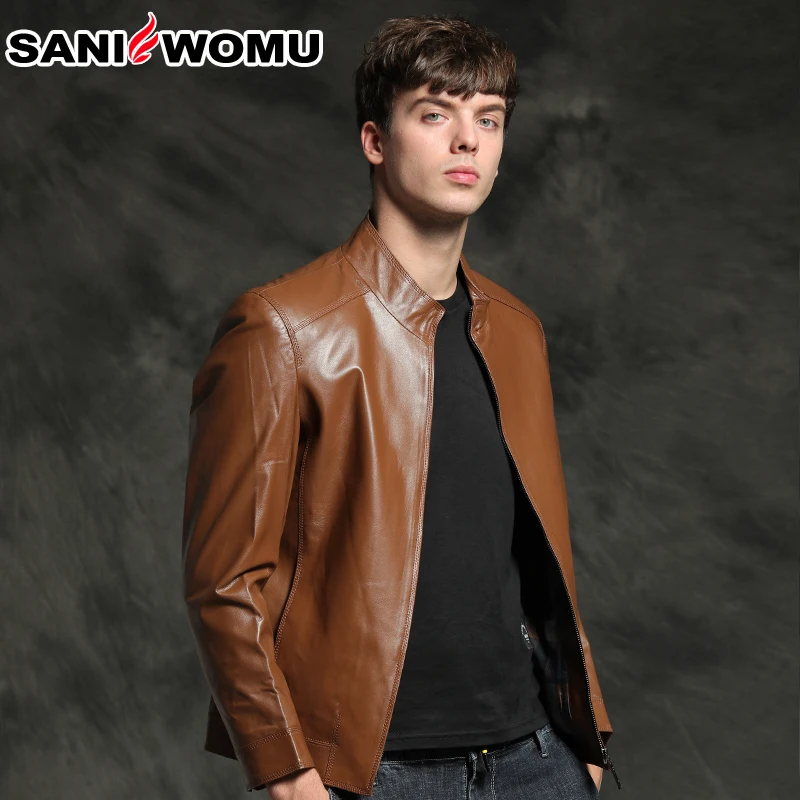 Men's sheepskin motorcycle real leather jacket winter warm coat male Genuine Leather jacket