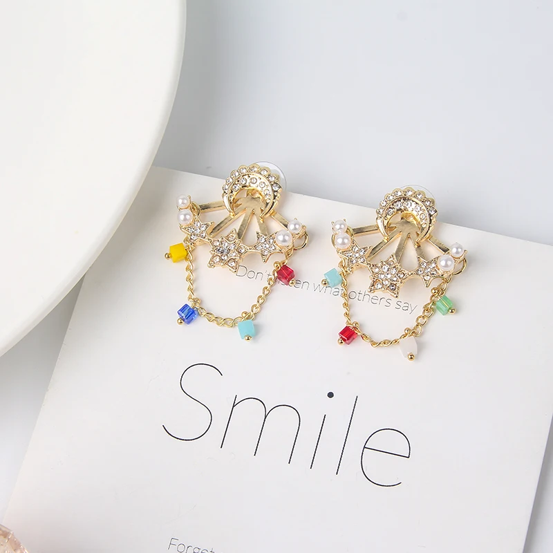 2019 модная Корейская версия блестящих кристальных цветных подвесных сережек