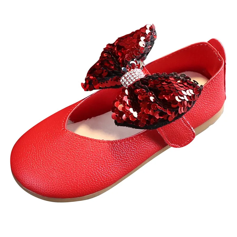 Girls solid color sequins rhinestones bow princess shoes baby girl cute dance shoes casual shoes single non-slip bow shoes 35A14 (12)