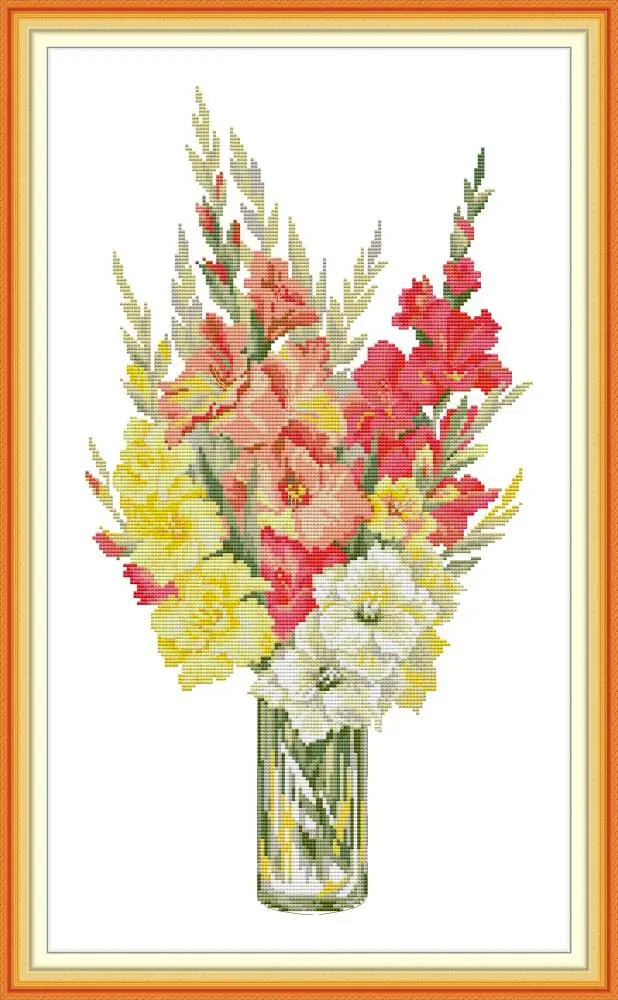 Gladiolus картина с цветком, напечатанная на холсте DMC 11CT 14CT DIY kit, вышивка крестиком, наборы для рукоделия, домашний декор